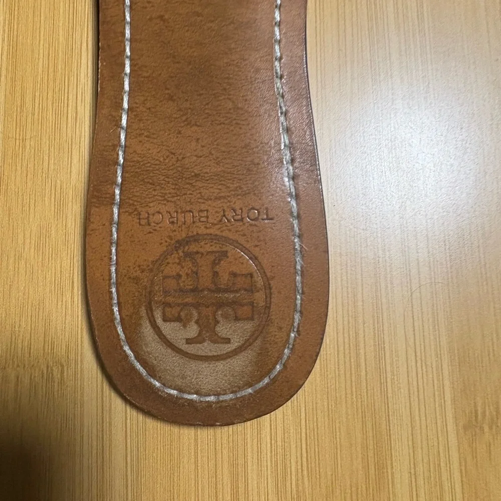 Tory Burch Navy Leather Slides - Picture 4 of 8